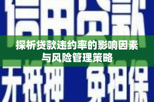 江津探析贷款违约率的影响因素与风险管理策略