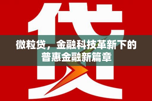江津微粒贷，金融科技革新下的普惠金融新篇章